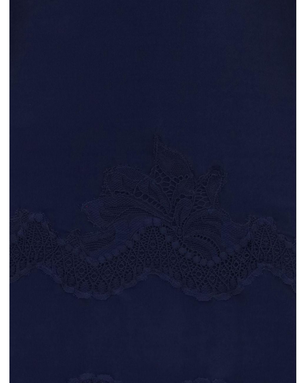 Rabanne Blue Long-Sleeved Satin And Lace High-Neck Gown With Bow Detail