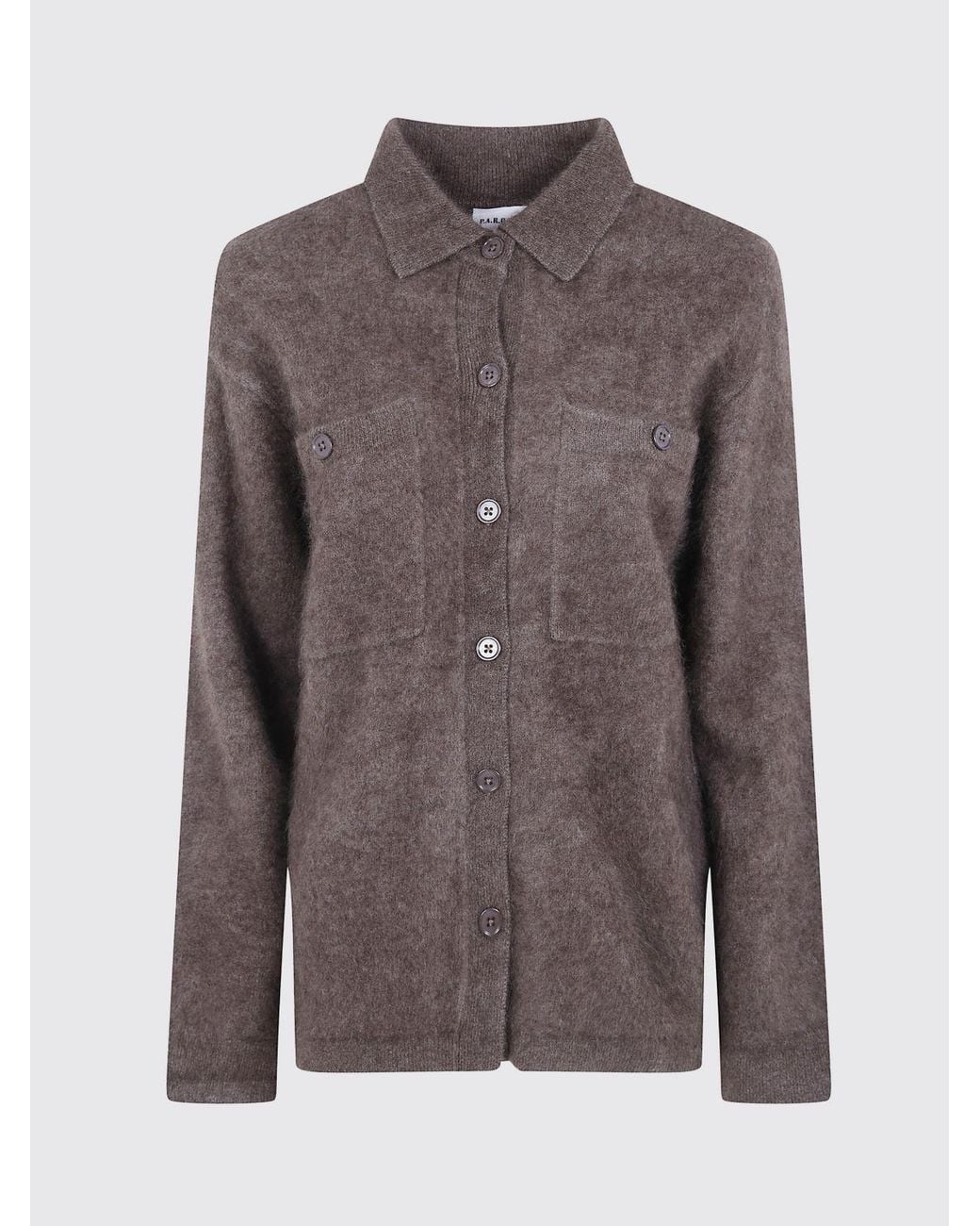 P.A.R.O.S.H. Brown Wool And Yak Blend Cardigan P.A.R.O.S.H. With Applied Patch Pockets