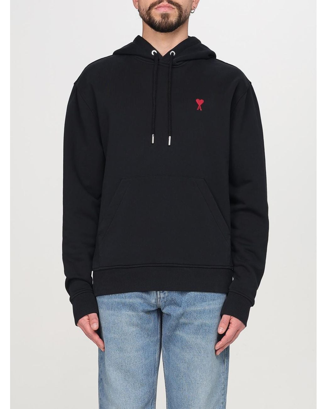 AMI Blue Cotton Sweatshirt With Logo for men