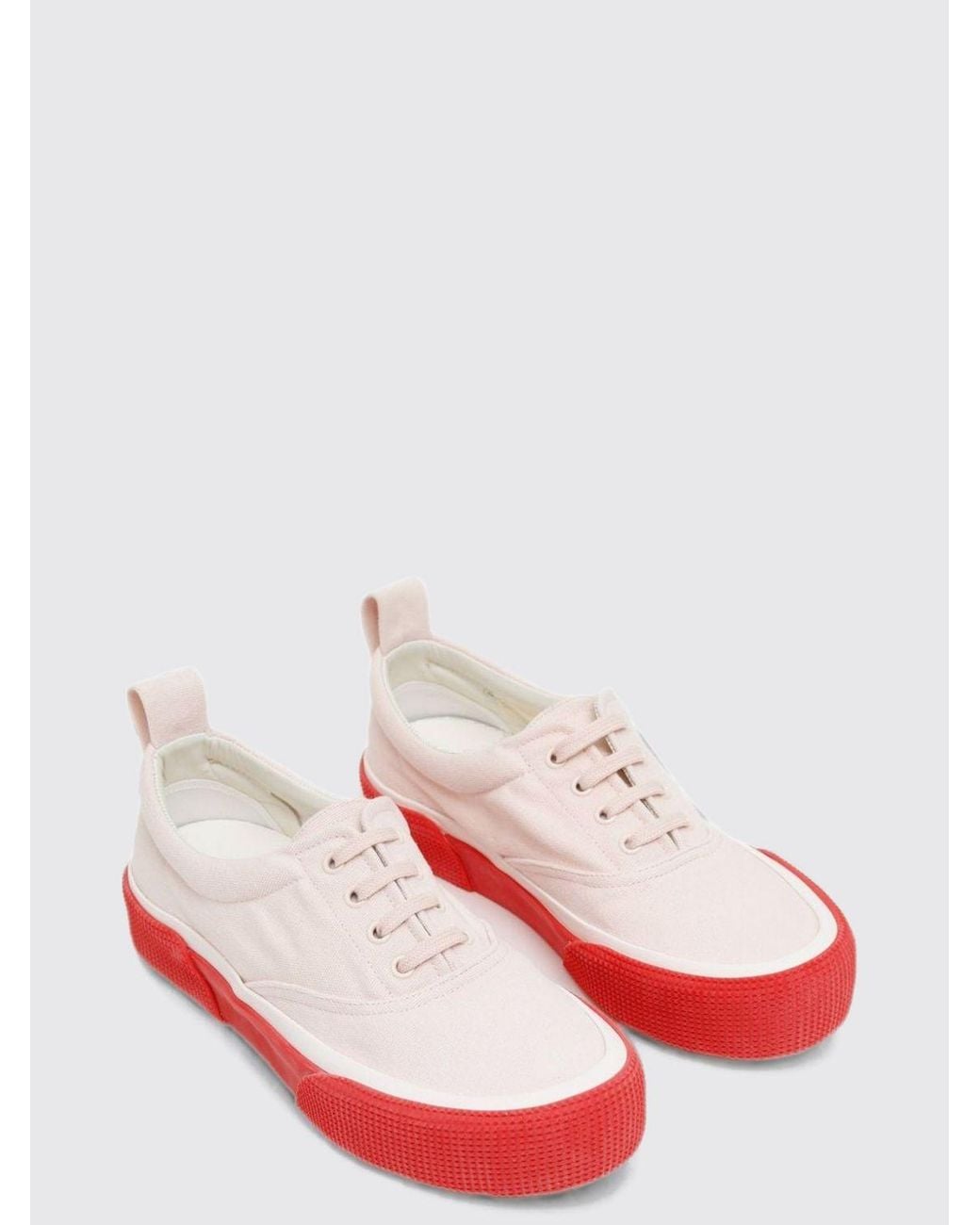 Phoebe Philo Red Plimsole Cotton Canvas Sneakers With Contrast Sole