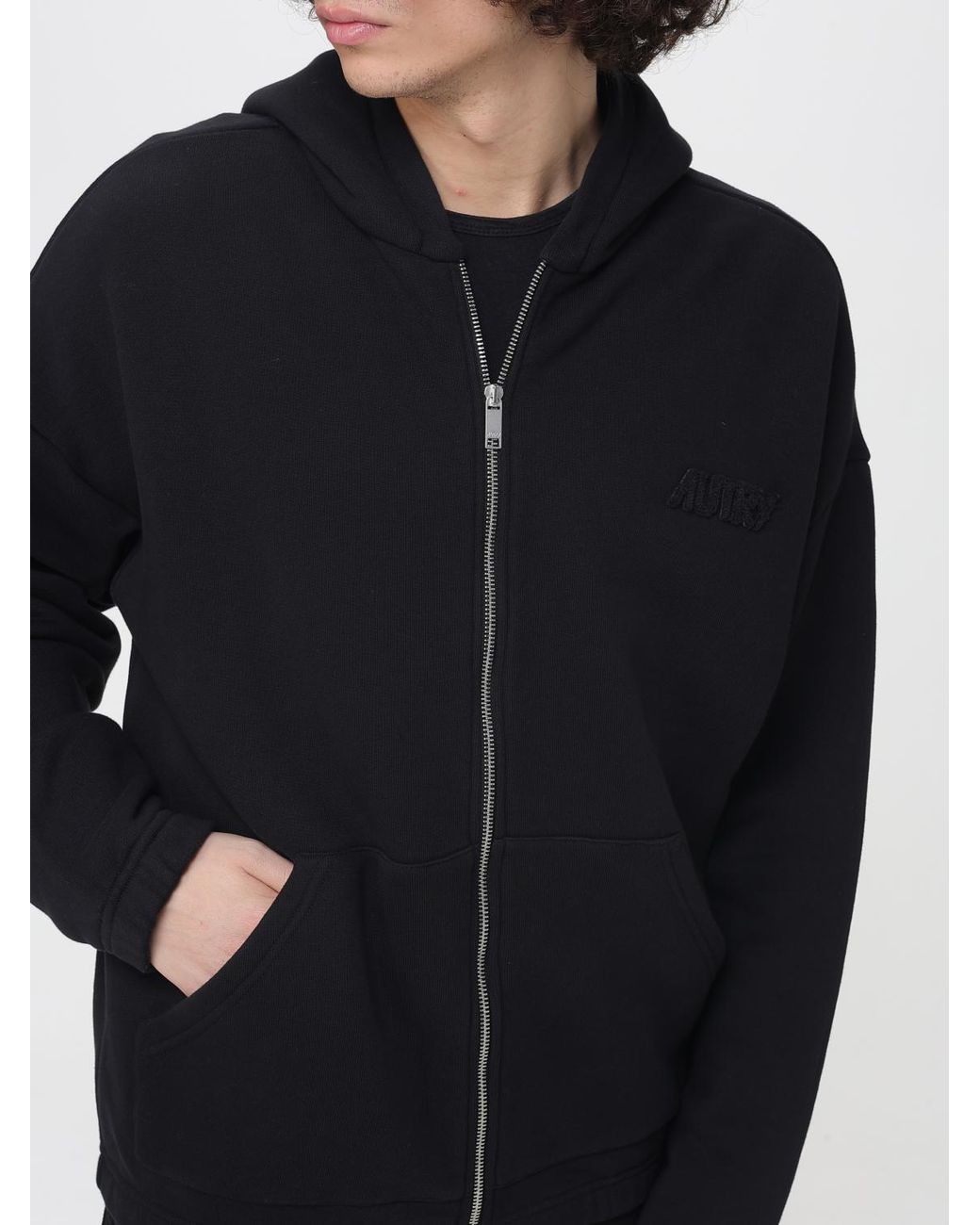 Autry Blue Cotton Hoodie With Zip for men