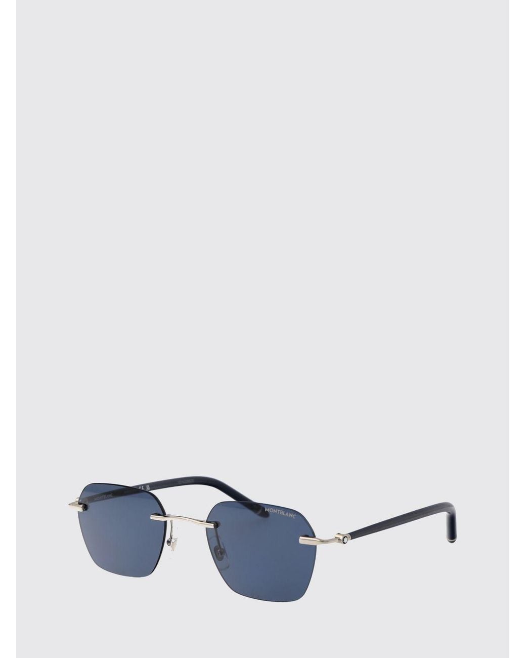 Montblanc Blue Rectangular Metal Sunglasses for men