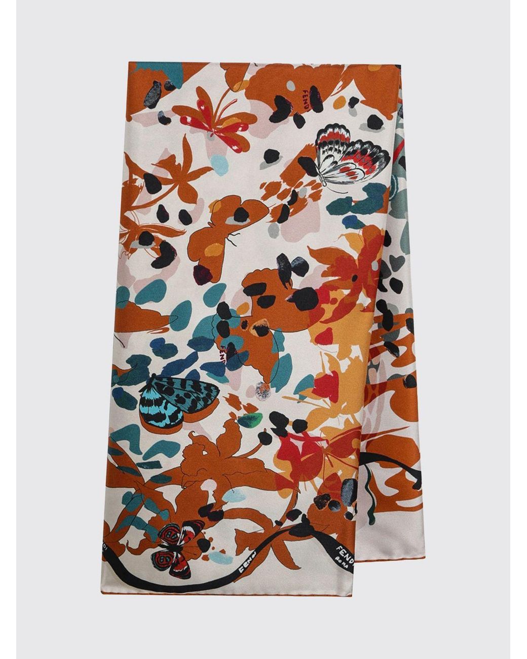 Fendi Multicolor Silk Foulard With Floral Print