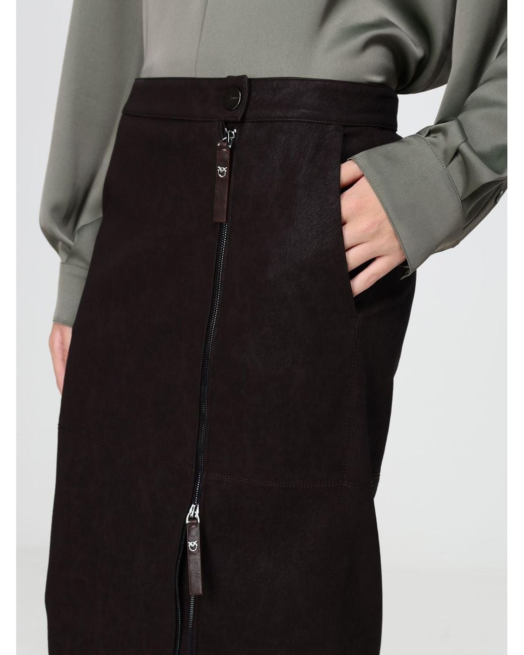 Pinko Black High-Waisted Midi Pencil Skirt