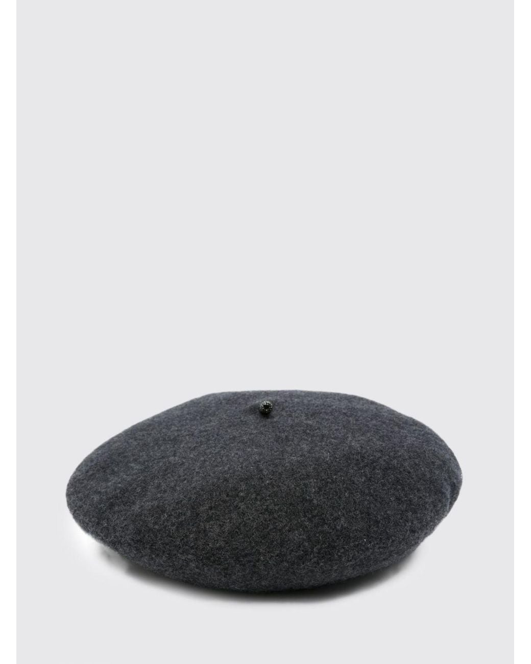 Brunello Cucinelli Gray Wool Felt Beret With Monili Embellishment