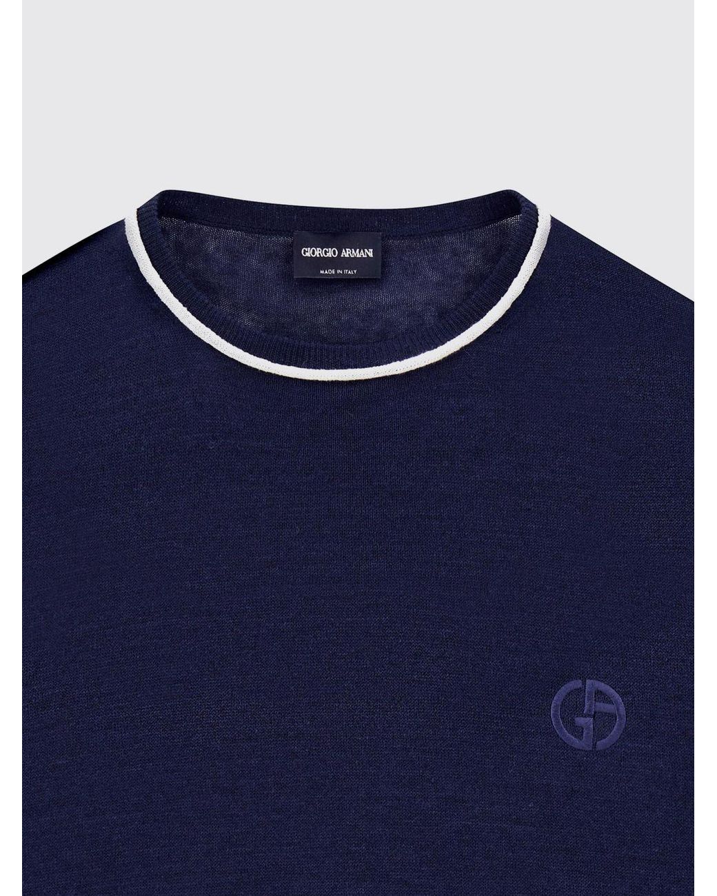 Giorgio Armani Rundhals Pullover Aus Leinen Und Seide in Blue für Herren