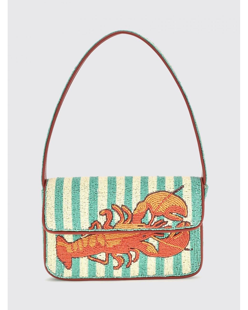 Staud Multicolor Tommy Shoulder Bag With All-Over Beaded Embroidery