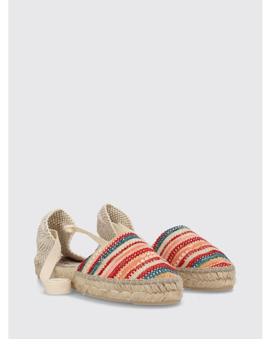 Manebí Pink Valenciana Striped Cotton Espadrilles With Ankle Ties