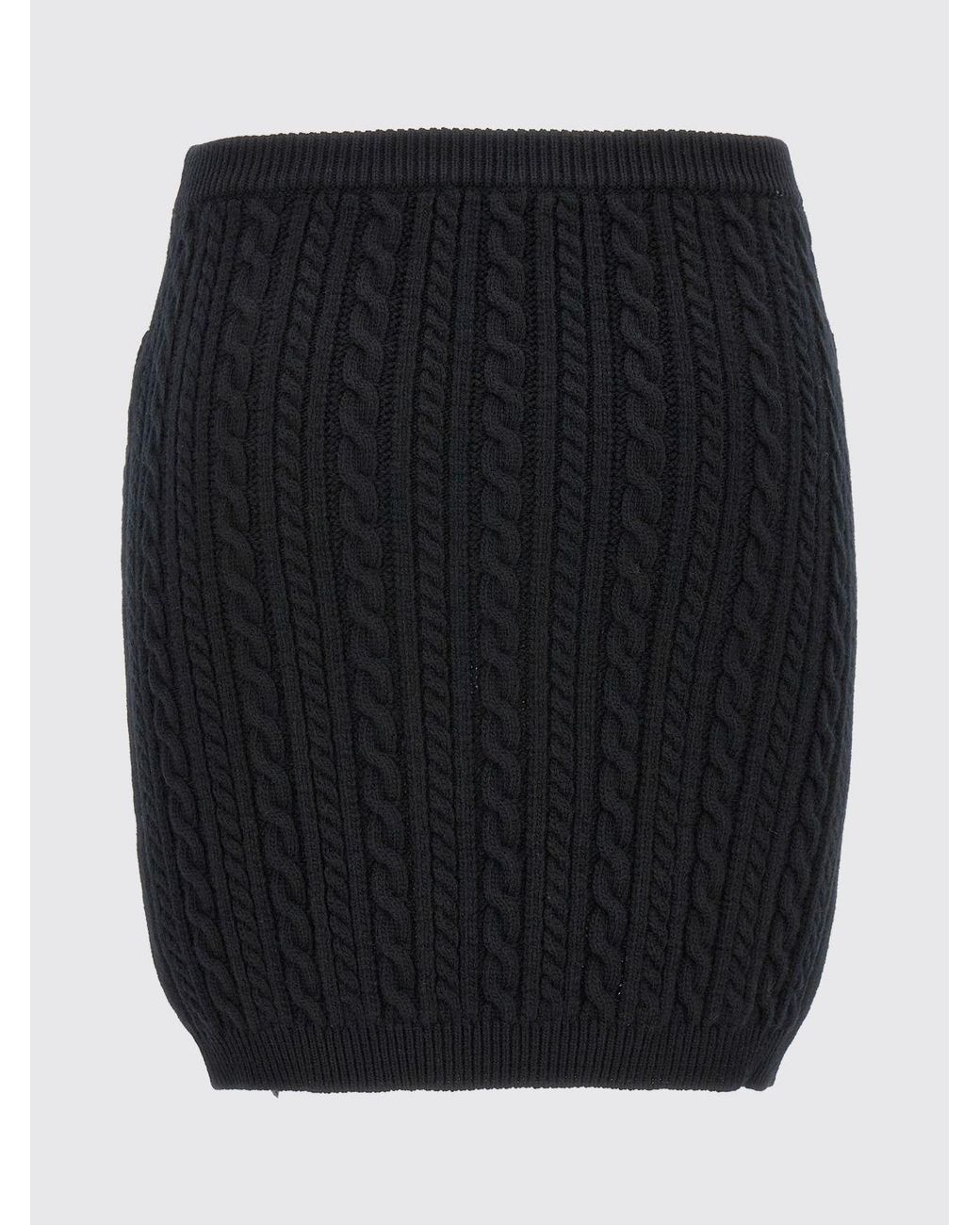 Alessandra Rich Black Wool Fitted Skirt