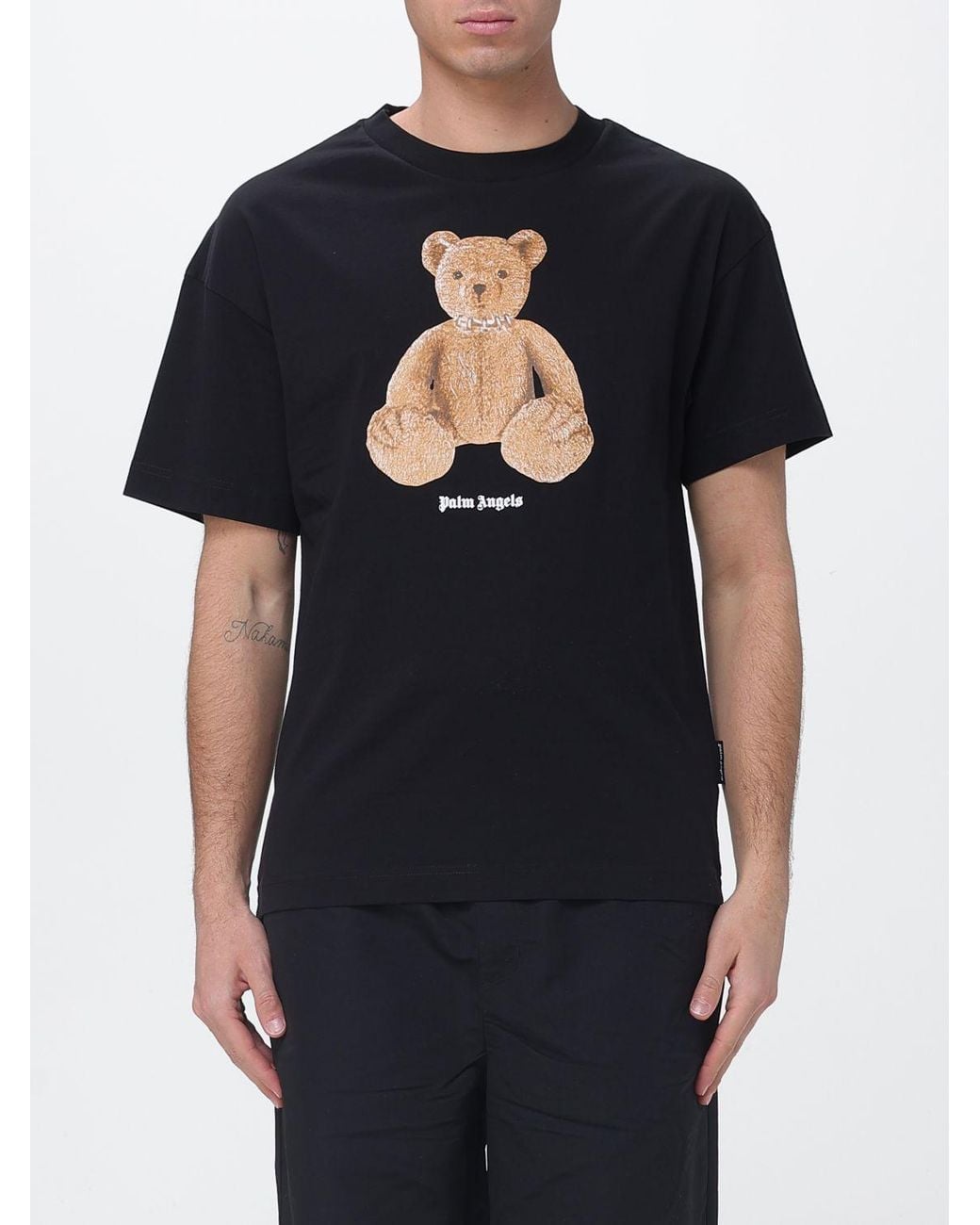Palm Angels Black Teddy Cotton T-Shirt for men