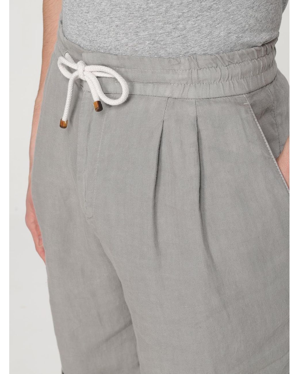 Brunello Cucinelli Gray Linen Bermuda Shorts for men