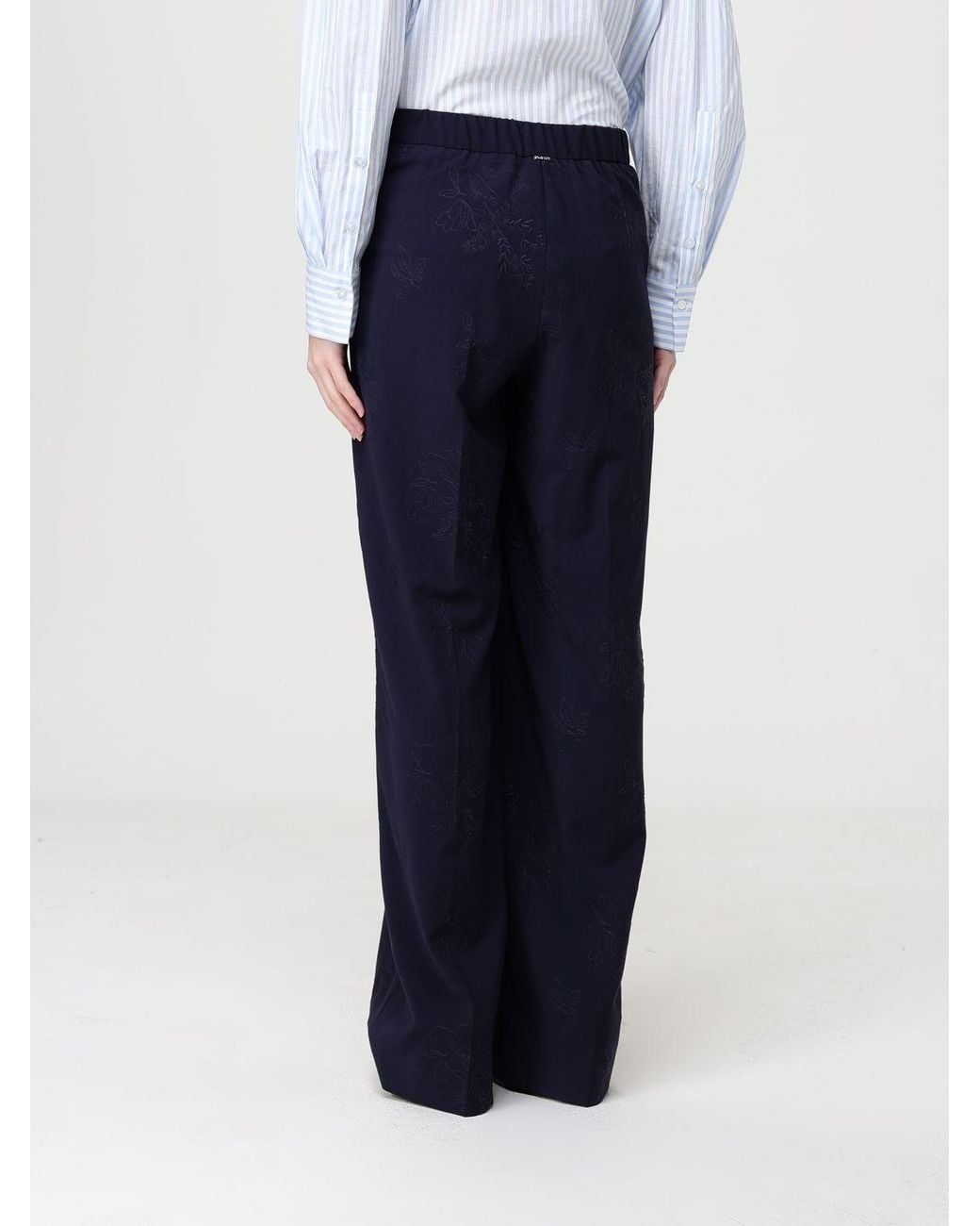 Twinset Blue Embroidered Viscose Blend Palazzo Pants