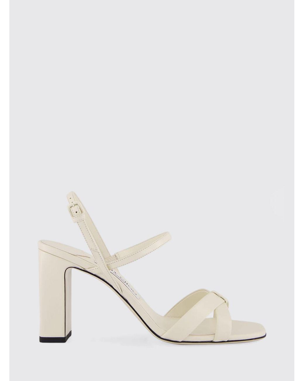 Jimmy Choo Natural Elsy Nappa Leather Sandals With High Block Heel And Open Toe