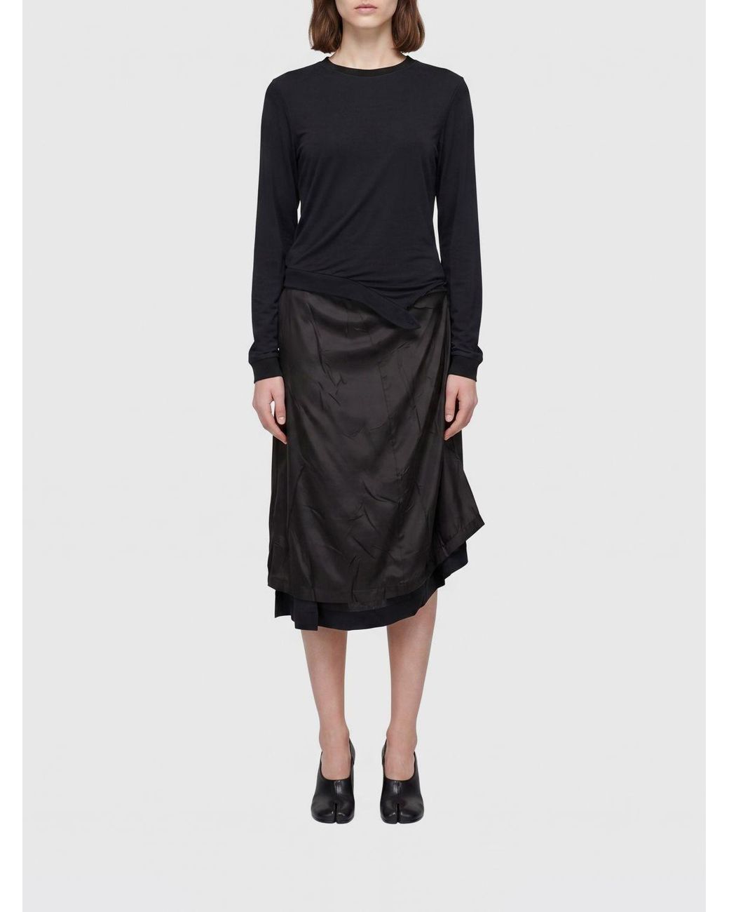 Maison Margiela Black Asymmetric Midi Dress