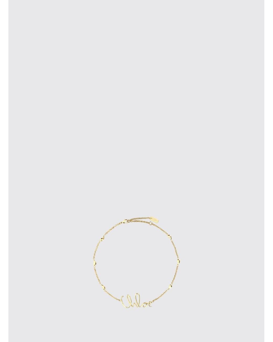 Chloé White ChloÉ Iconic Adjustable Brass Bracelet With Lettering Logo