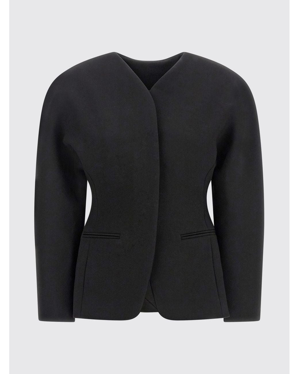 Jacquemus Blue Slim Fit Cropped Viscose Blend Blazer With Concealed Closure