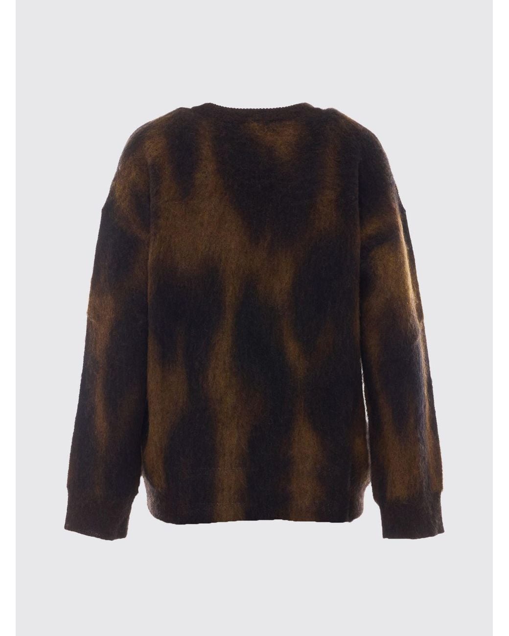 Roberto Collina Brown Animal Print Alpaca And Wool Blend Crewneck Jumper