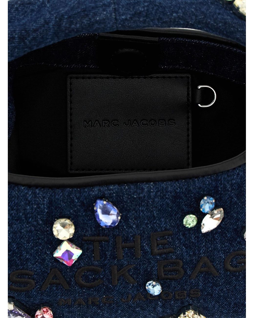 Marc Jacobs Blue The Gem Denim Sack Bag With Applied Crystals