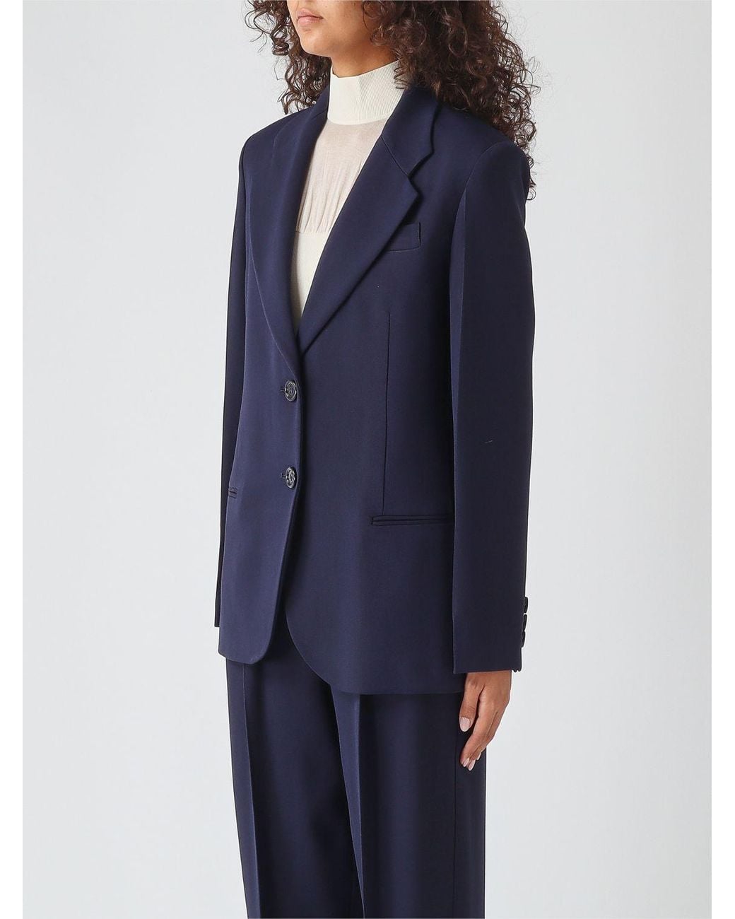 Elisabetta Franchi Blue Single-Breasted Gabardine Blazer With Peak Lapels