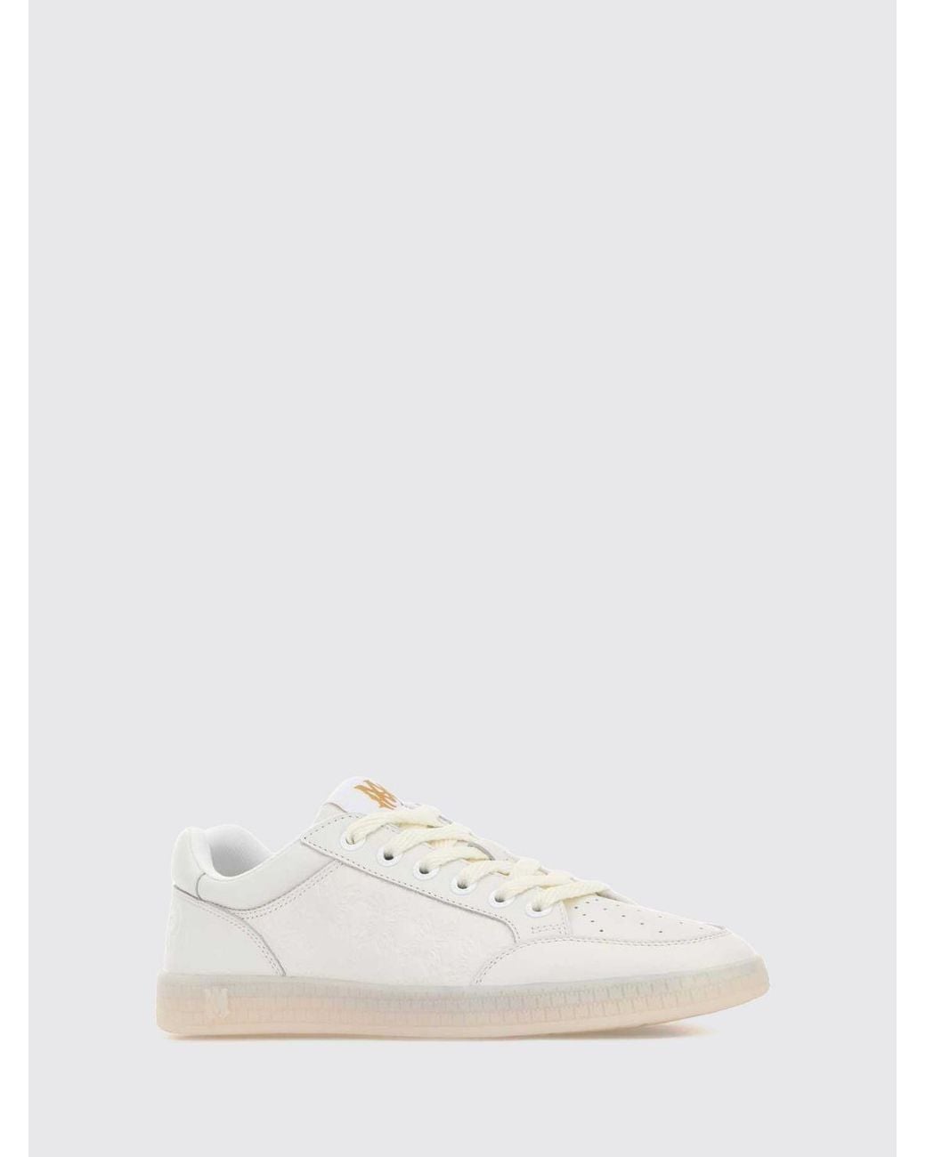Amiri White Blvd Low-Top Leather Sneakers With Perforated Monogram Logo for men