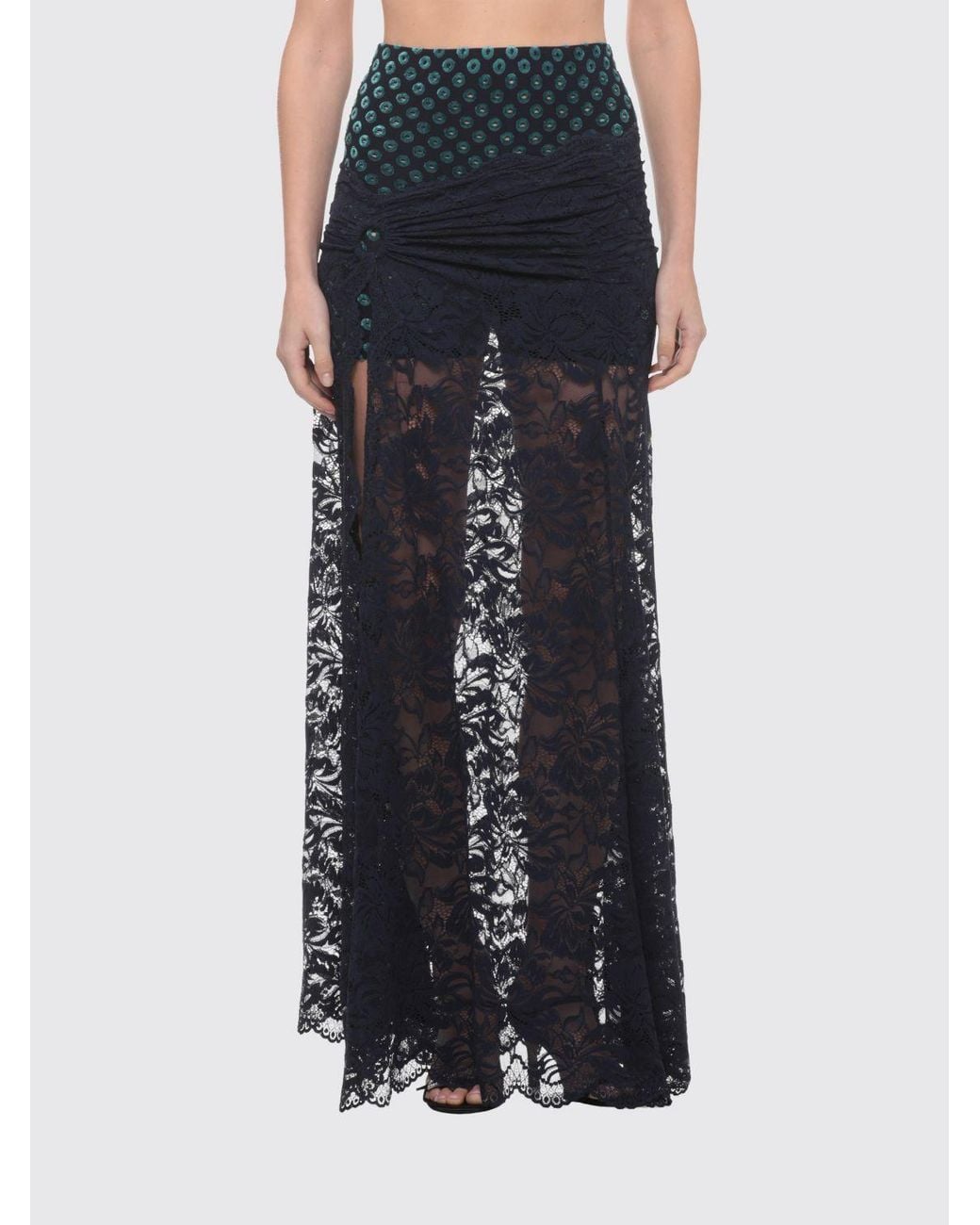 Rabanne Blue High-Waisted Long Pencil Skirt