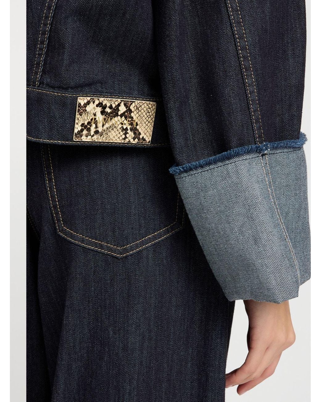 Twinset Blue Cropped Denim Jacket With Classic Collar And Patch Pockets