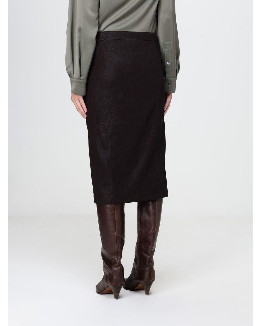 Pinko Black High-Waisted Midi Pencil Skirt