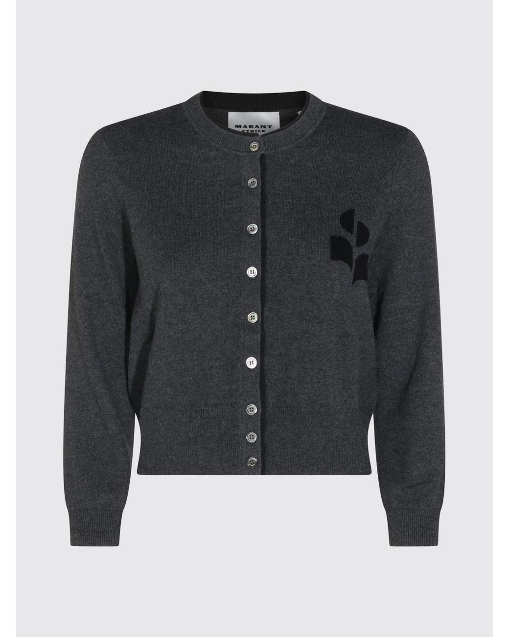 Isabel Marant Blue Cotton And Wool Crewneck Cardigan With Contrast Logo