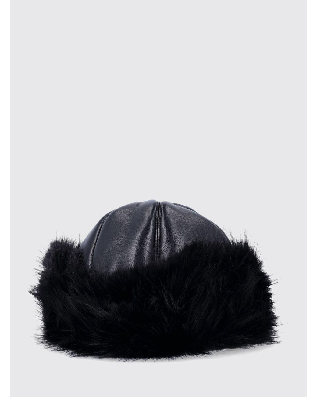 Stand Studio Black Bicolour Faux-Fur Beanie With Cuff