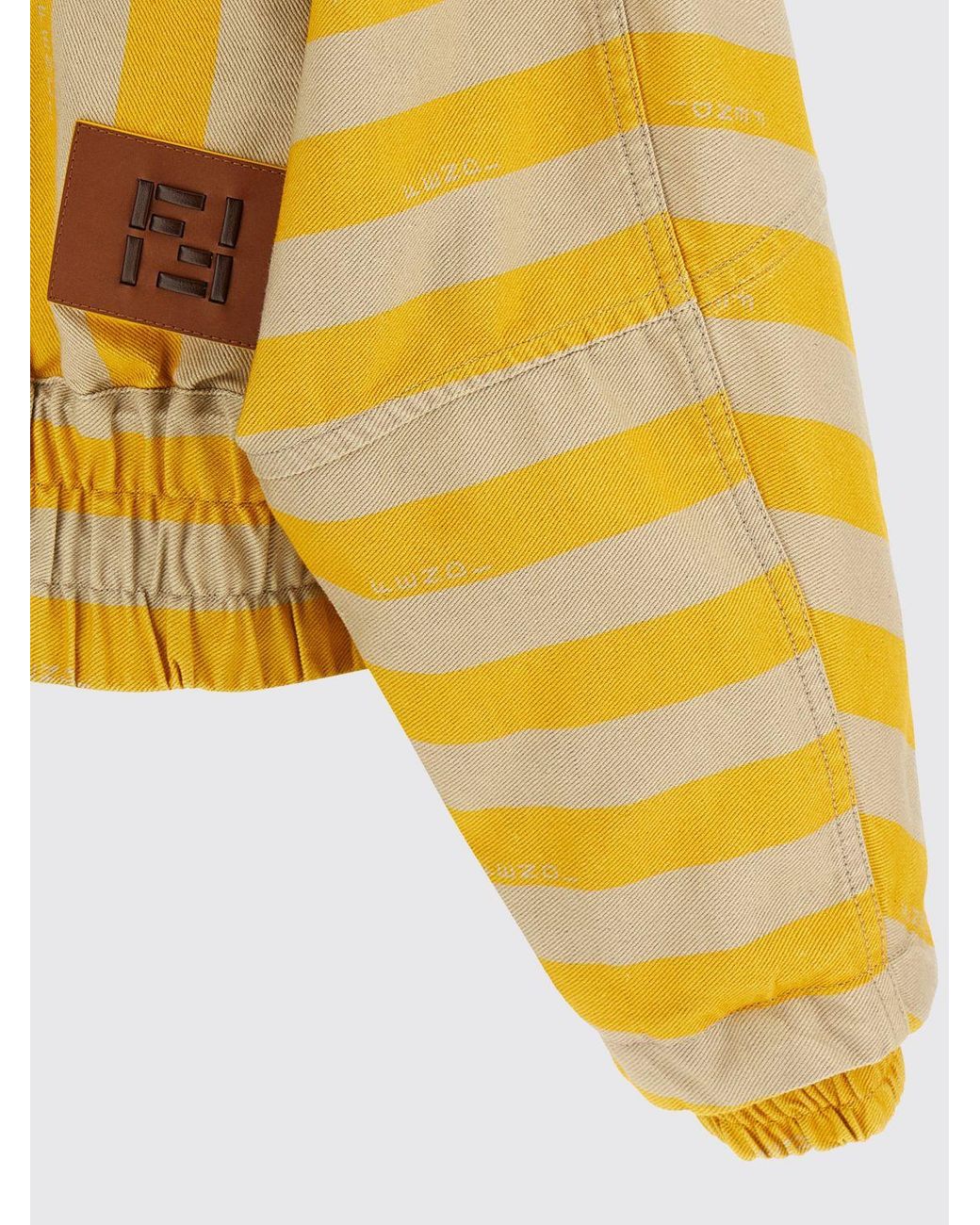Fendi Blue Striped Cotton And Linen Hooded Bomber Jacket