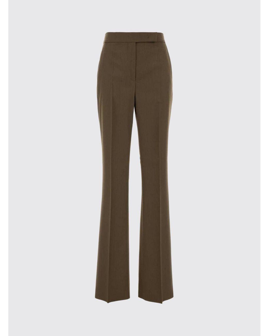 Max Mara Brown Mid-Rise Straight-Leg Tailored Linen-Blend Trousers