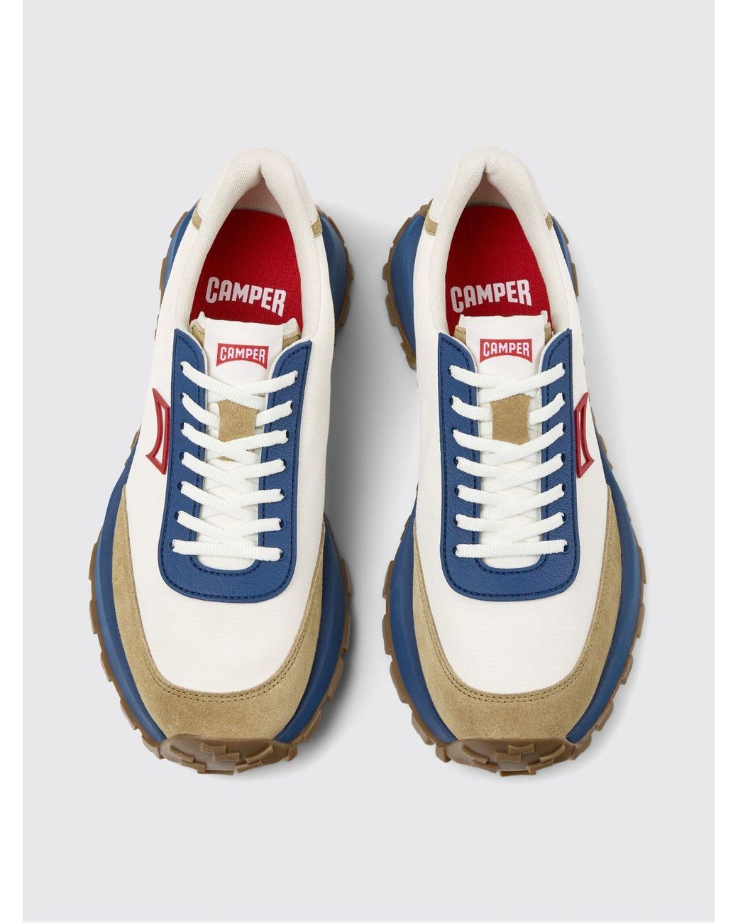 Camper White Drift Trail Recycled Fabric And Suede Sneakers for men