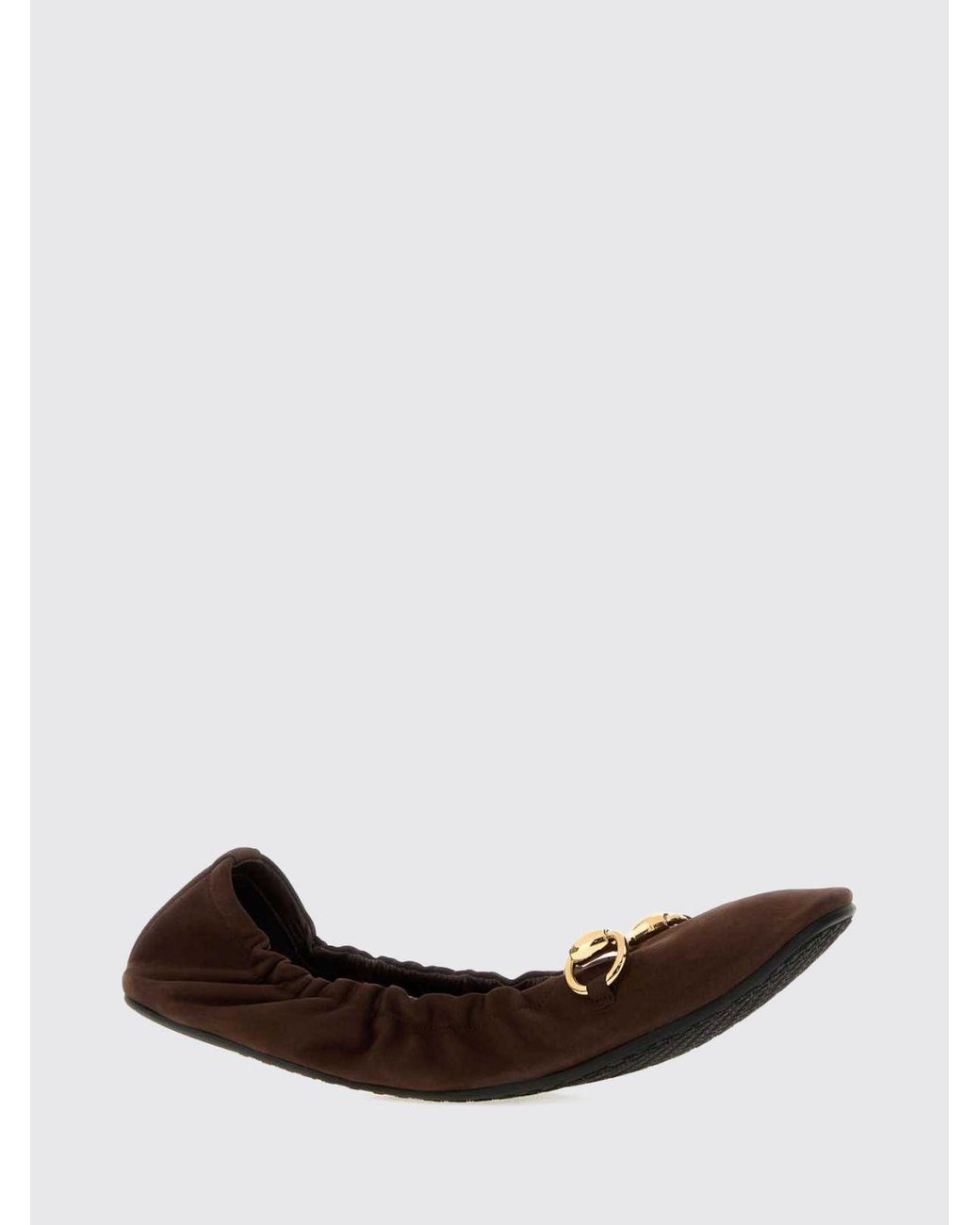 Gucci White Prima Suede Ballet Flats With Horsebit Detail
