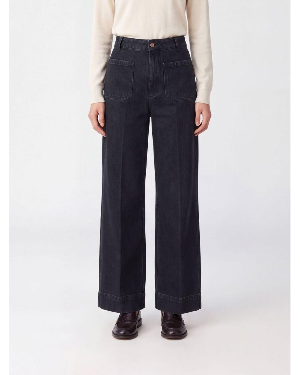 Victoria Beckham Blue Alina High-Waisted Straight-Leg Jeans