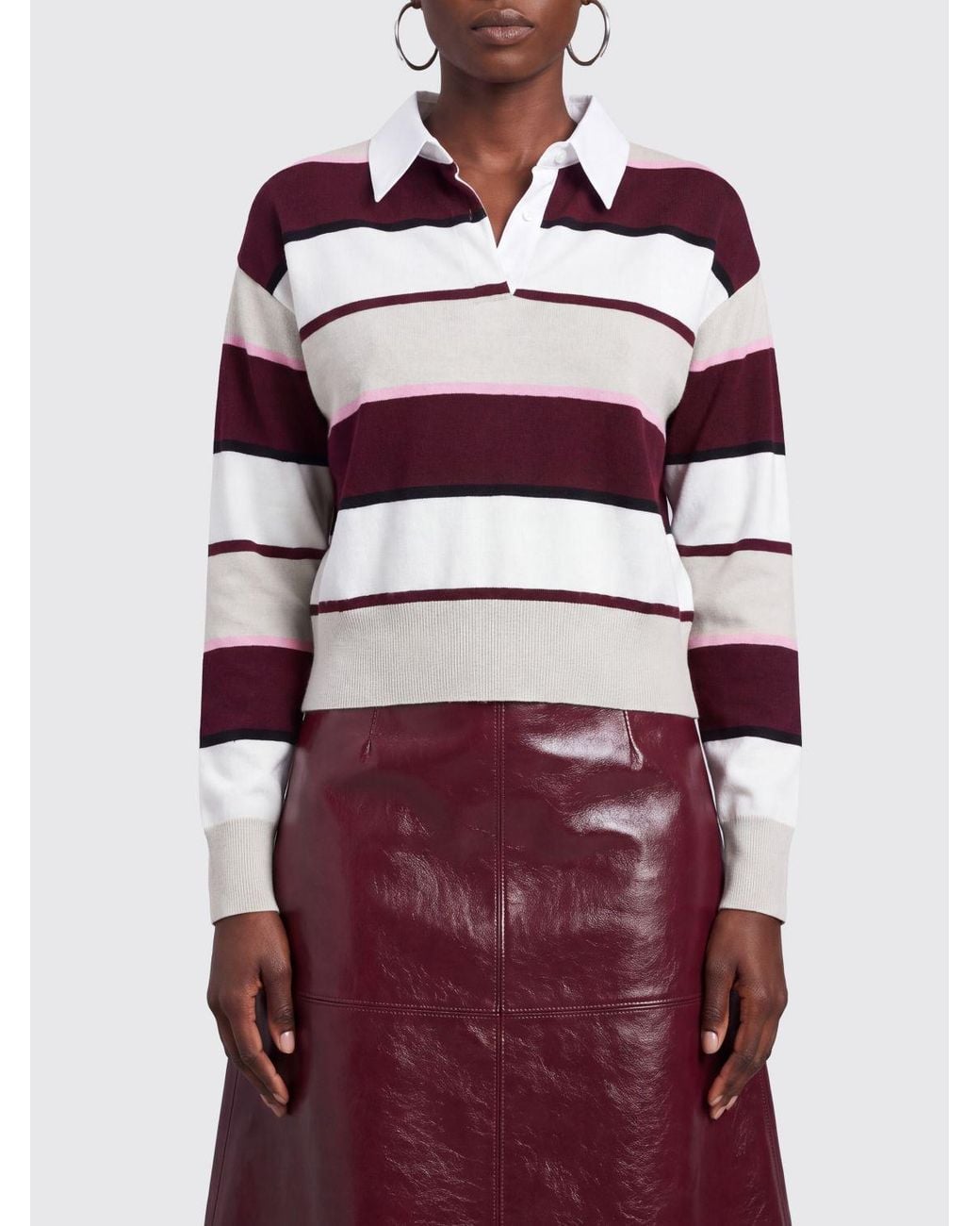 Mrz Red Striped Long-Sleeve Virgin Wool And Cashmere Polo