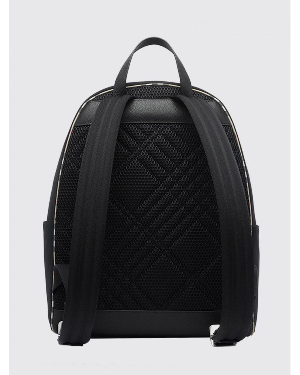 Burberry Black Polyester Backpack With Equestrian Knight Design Logo for men