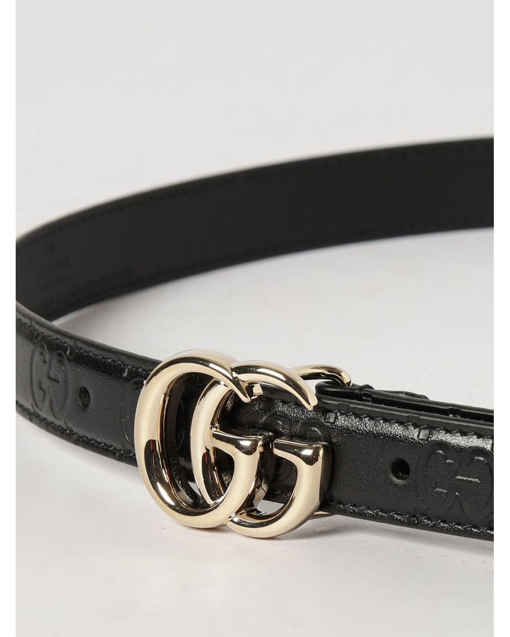 Gucci Black Gg Marmont Smooth Calfskin Leather Belt With Monogram Buckle