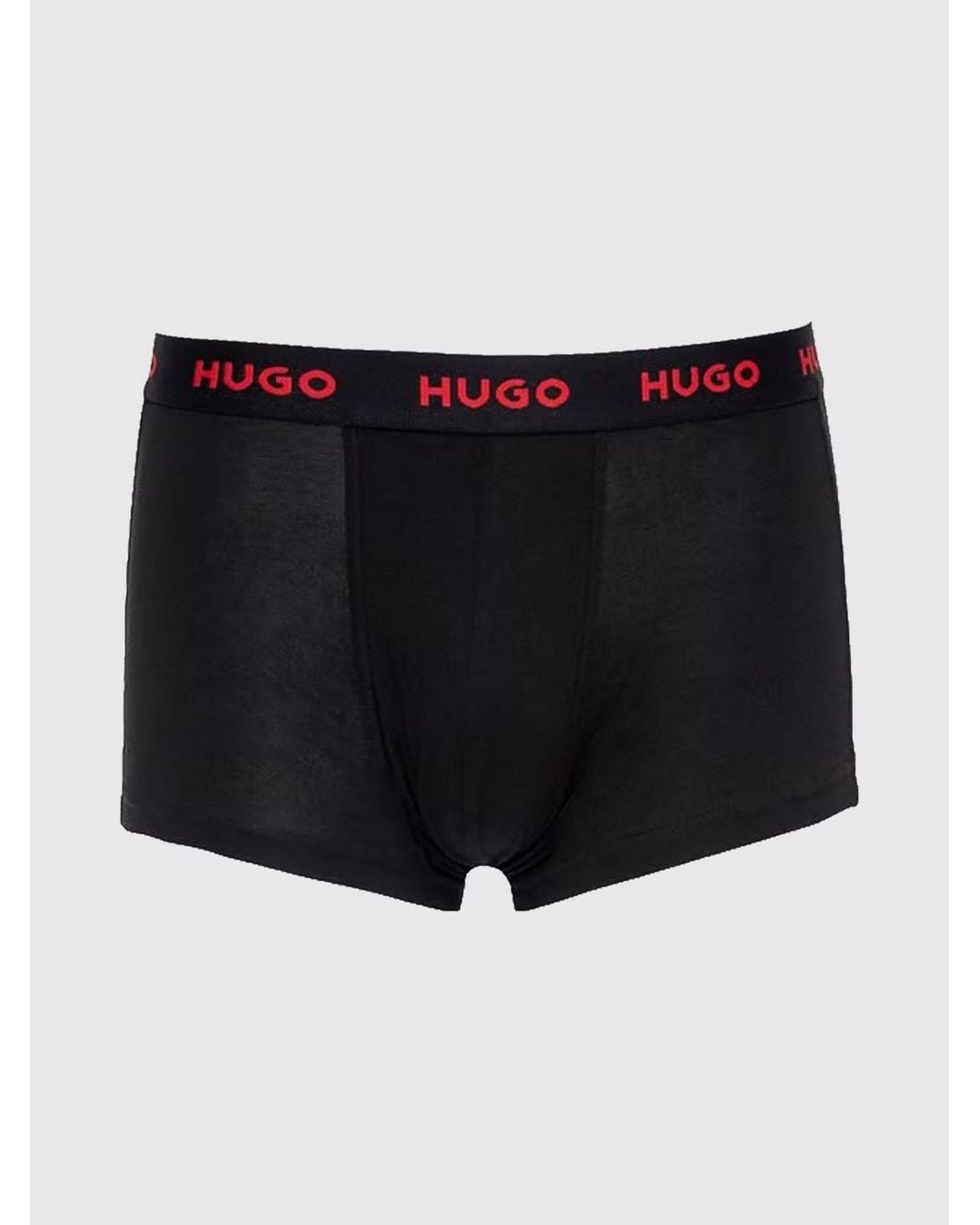 HUGO Black Set Of Three Cotton Trunks With Elasticated Waistband And Contrast Logo for men