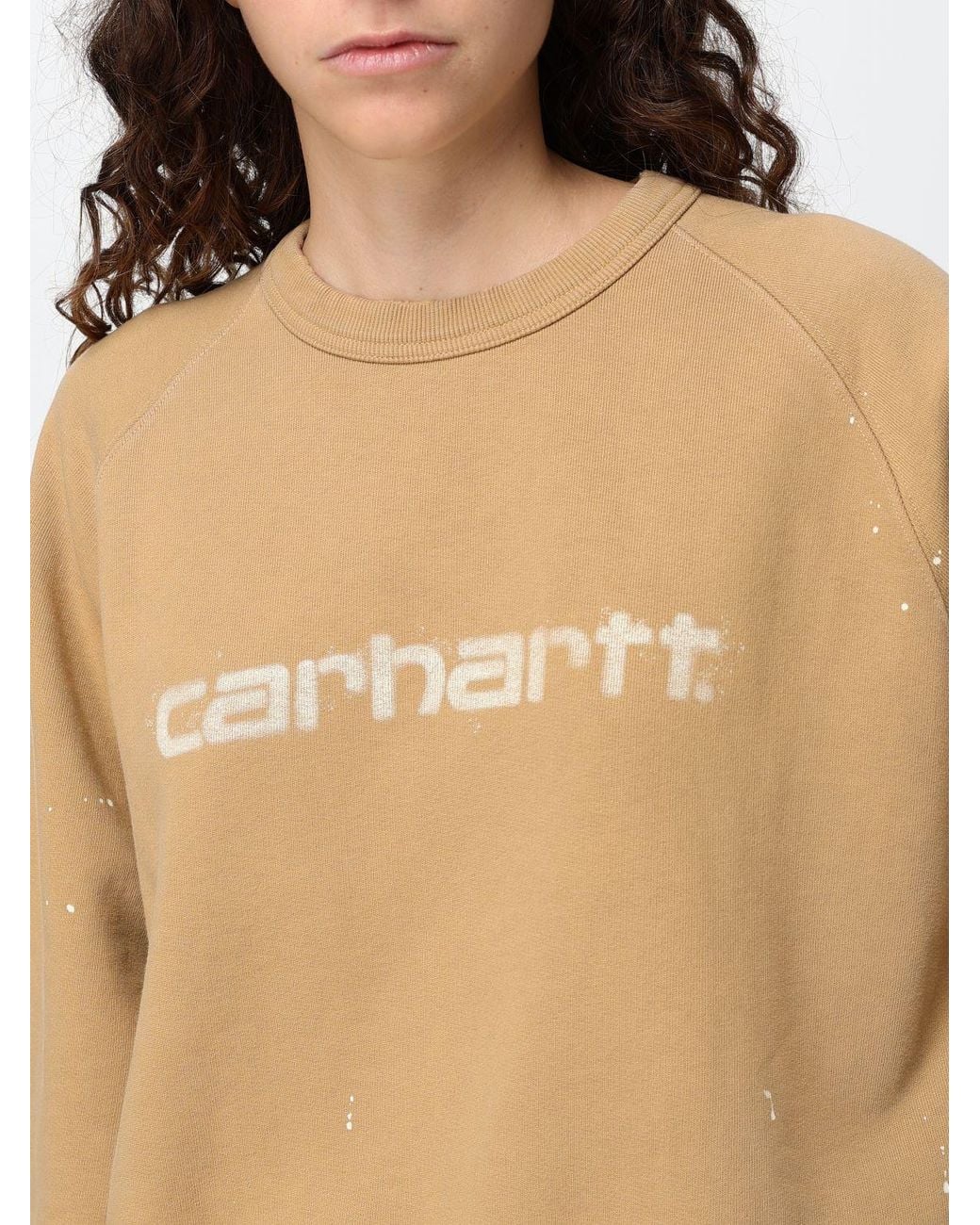 Carhartt Natural Cotton Crewneck Sweatshirt With Contrast Logo And Dropped Shoulders