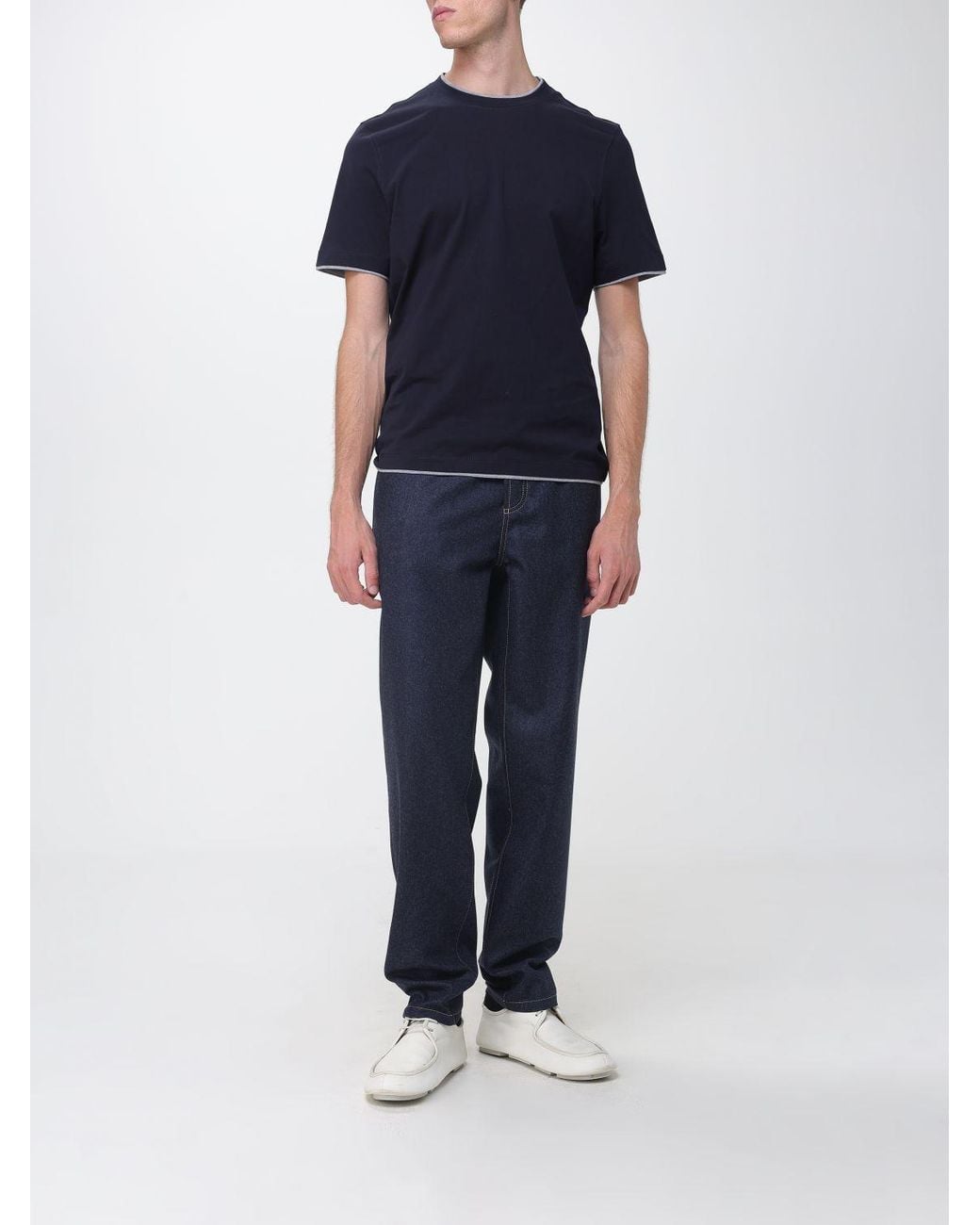 Brunello Cucinelli Blue Five-Pocket Straight-Leg Trousers Crafted for men