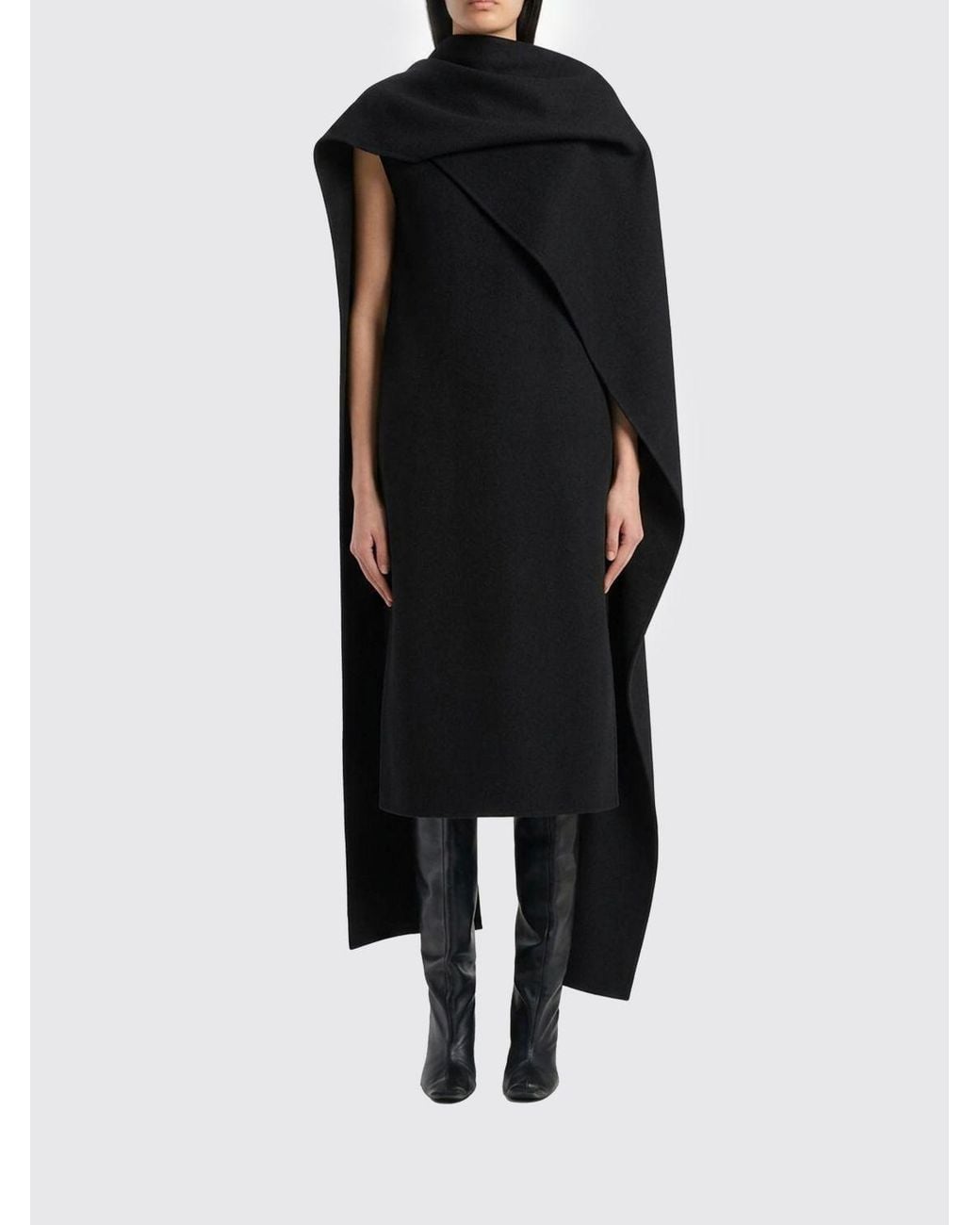 Khaite Black One-Shoulder Midi Dress