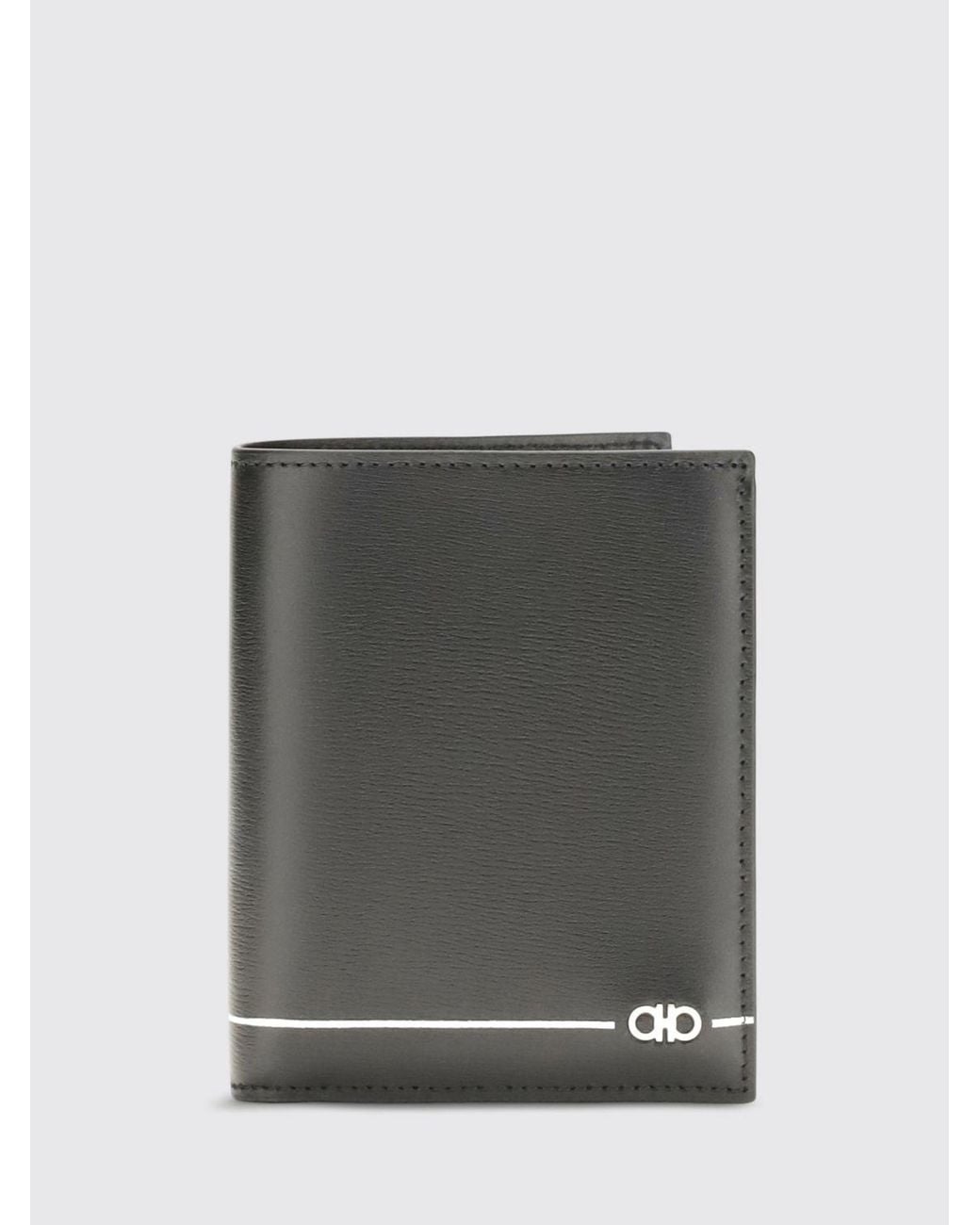Ferragamo Gray Gancini Logo Embossed Calfskin Bifold Wallet for men