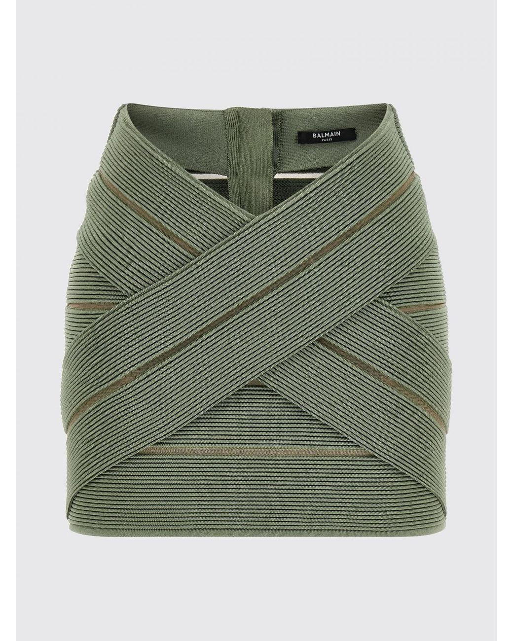 Balmain Green Jersey Mini Skirt