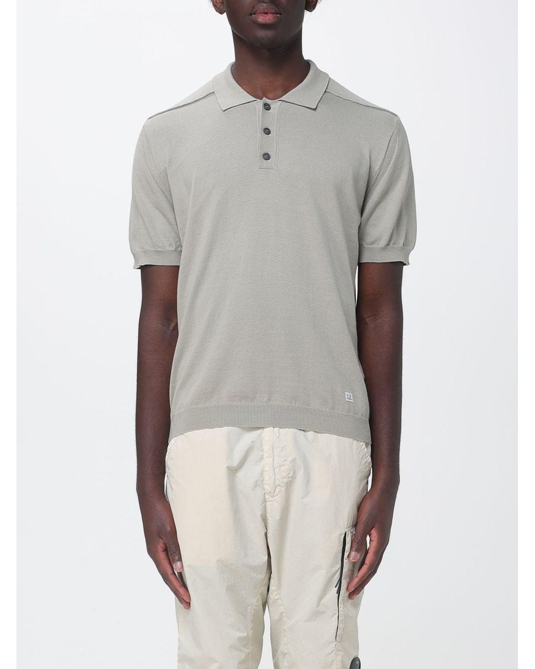 C P Company Gray Cotton Polo Shirt for men