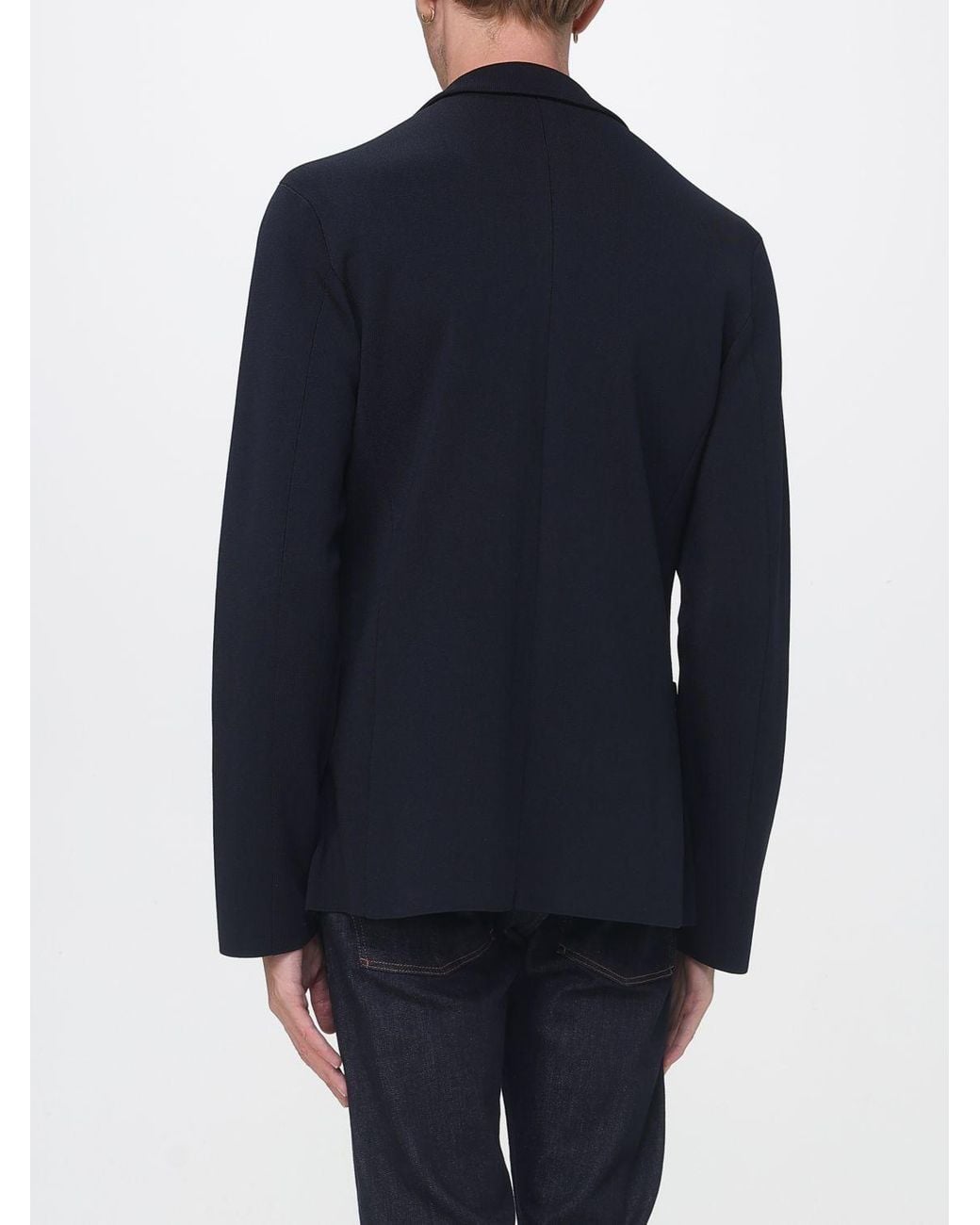 Emporio Armani Blue Single-Breasted Viscose Blend Blazer With Patch Pockets for men
