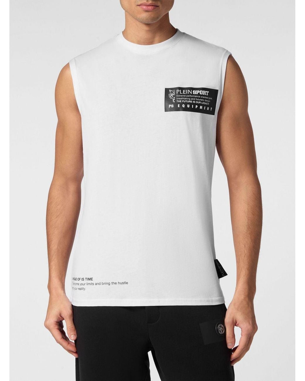 Philipp Plein White Slim Fit Cotton Tank Top With Contrast Logo Print for men