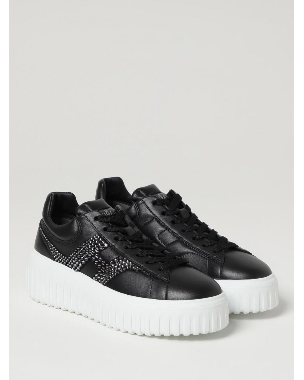 Hogan Black H-Stripes Leather Sneakers