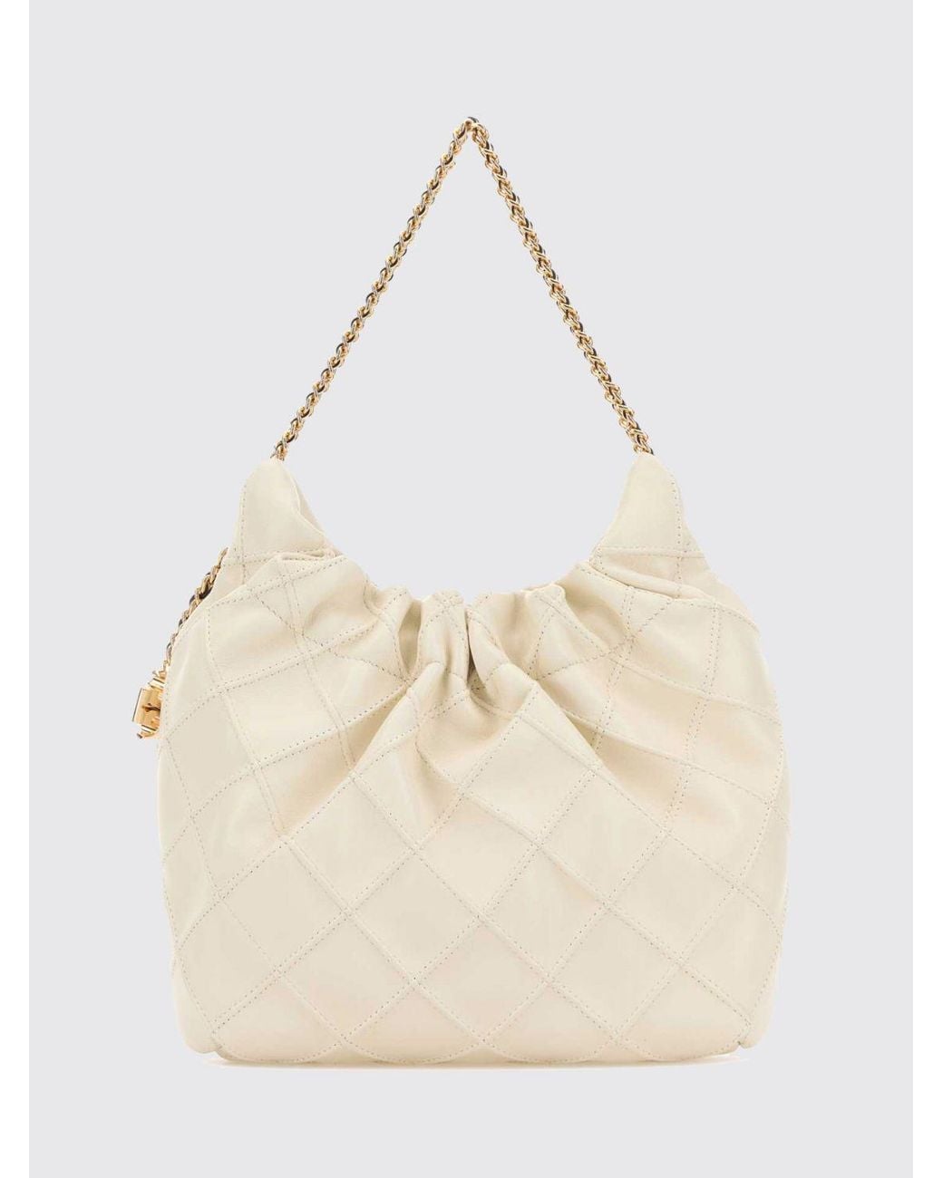 Tory Burch Natural Fleming Mini Leather Shoulder Bag With Chain Handle