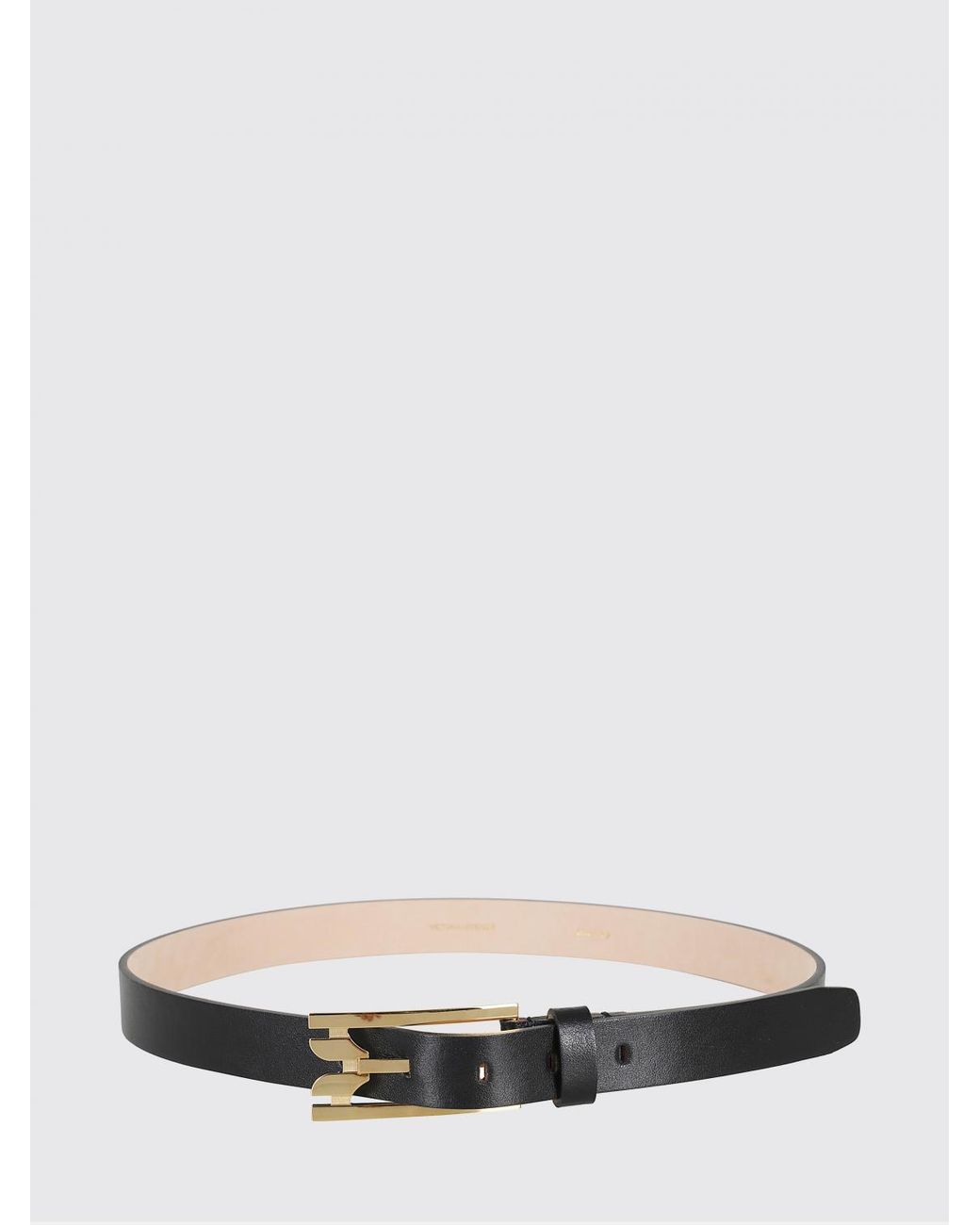 Victoria Beckham White Smooth Calfskin Leather Belt With Monogram Buckle