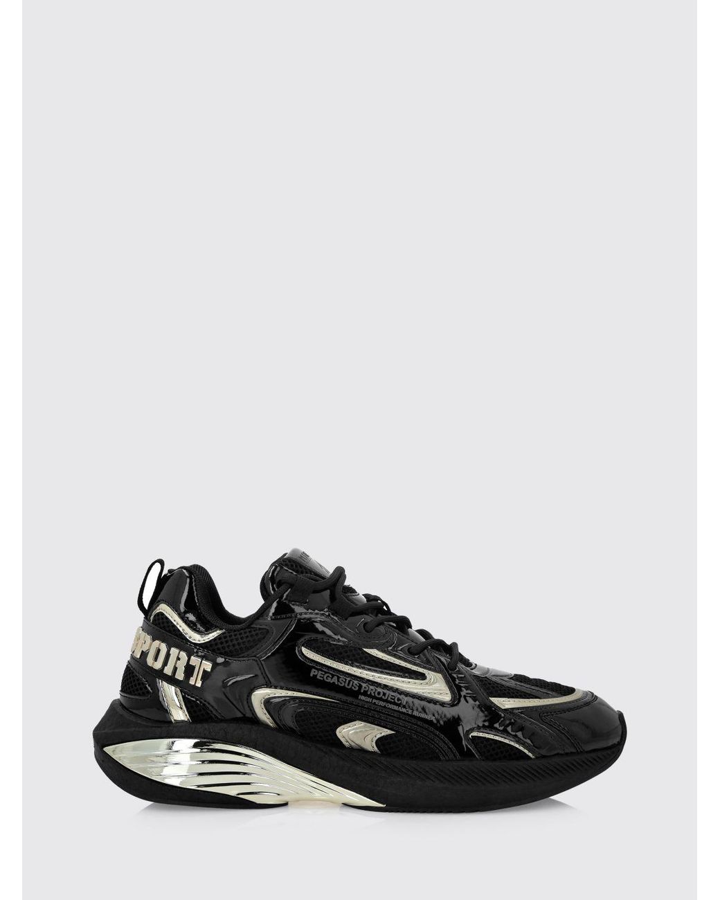 Philipp Plein Black Pegasus Project Mesh And Patent Leather Sneakers for men